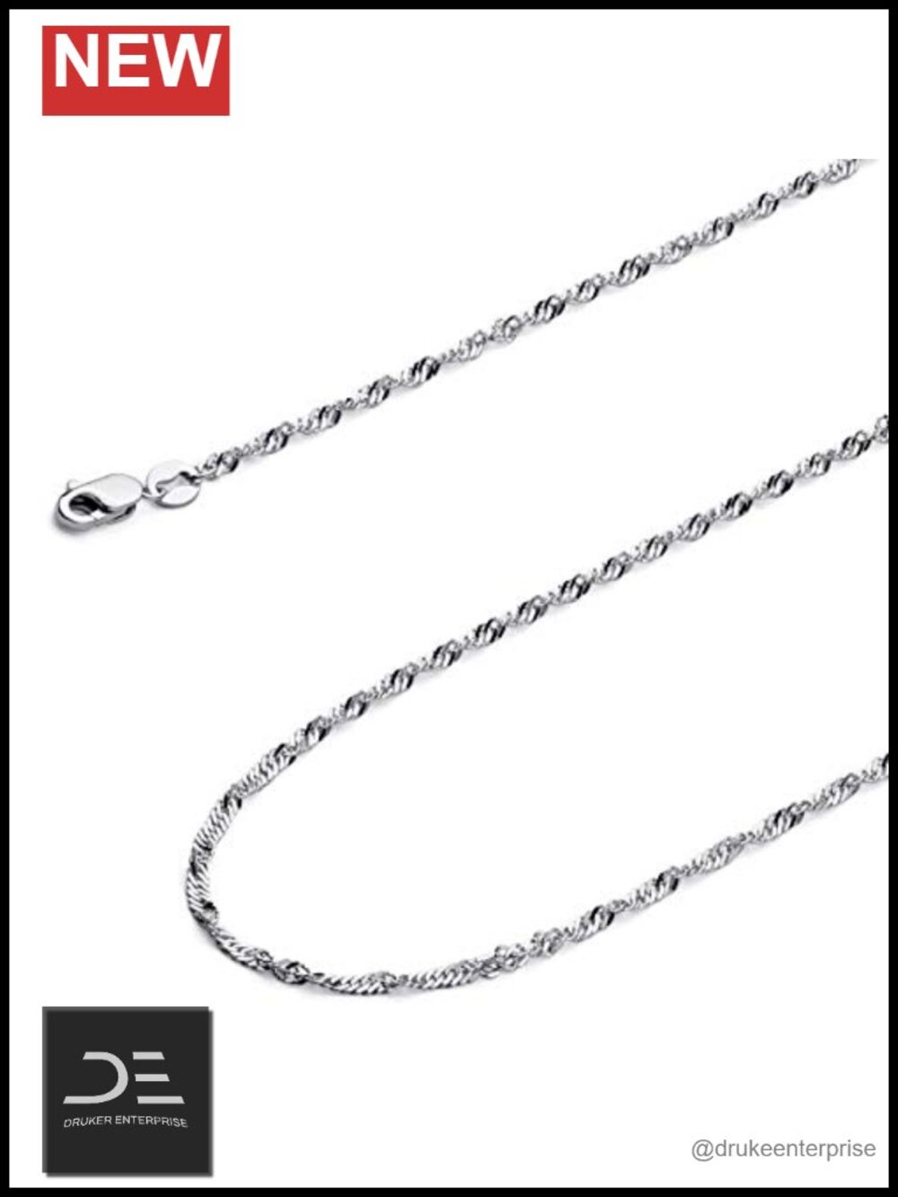 14k REAL Gold Solid Singapore Chain Necklace 20in Fine Jewelry